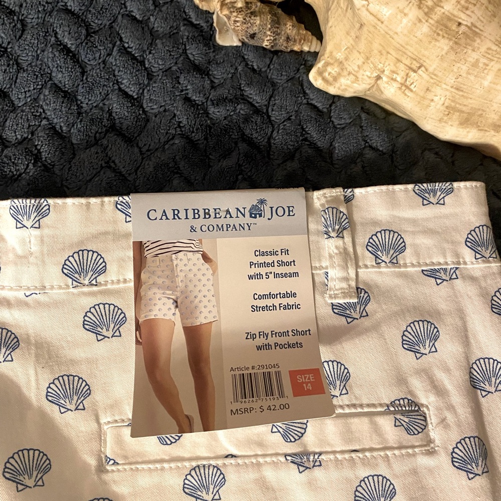 Seashell print white button zip fly classic fit shorts - Picture 8 of 8